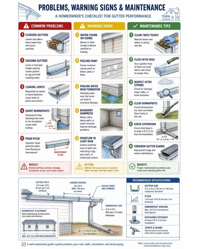 Common Gutter Drainage System Problems and How to Fix Them